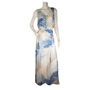 Reiss Womens Size 4 Filo Palm Printed Maxi Long Dress Sleeveless Vneck Open Back